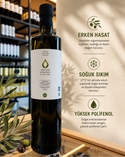 Organik Natürel Sızma Zeytinyağı | 750 ml | Cam Şişe